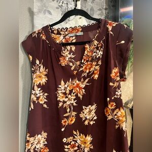 Daniel Rainn Maroon Floral Blouse
